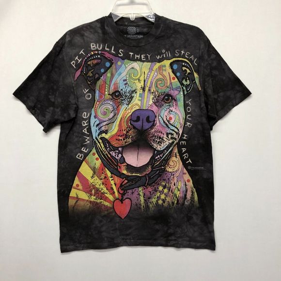 The Mountain Adult Graphic Tee T-Shirt Size Medium Pit Bulls Dog B237 -4 - Picture 1 of 11